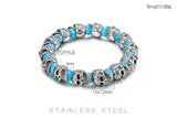 Gothic Punk Skull Head Bracelet Stainless Steel Beads Bangle