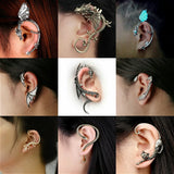 Gothic Punk Dragon Earrings Vintage Cuff Earrings
