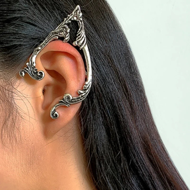 Gothic Punk Elven Cuff Earring For Women Hip Hop Vintage Elf Ear Clip Earrings