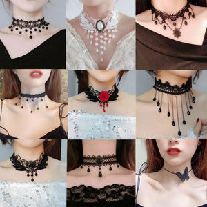 Gothic Punk Lace Choker Necklace Heart Collar Rock Jewelry