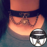 Gothic Punk Leather Choker Necklace - Emo Goth Collar Jewelry