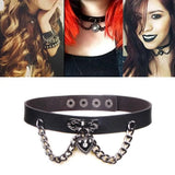 Gothic Punk Leather Choker Necklace - Emo Goth Collar Jewelry