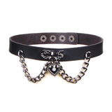 Gothic Punk Leather Choker Necklace - Emo Goth Collar Jewelry