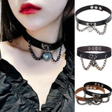 Gothic Punk Leather Choker Necklace - Emo Goth Collar Jewelry