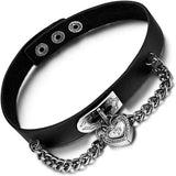 Gothic Punk Leather Choker Necklace - Emo Goth Collar Jewelry