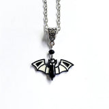 Gothic Punk Bat Enamel Pendant Necklace
