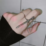 Gothic Punk Skull Sword Movable Plug-in Finger Ring