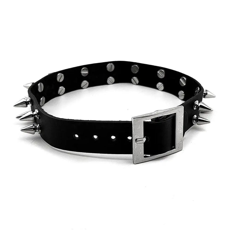 Gothic Punk Studded Leather Chain Necklace Jewelry