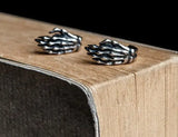 Vintage 925 Silver Ghost Skull Hand Earrings