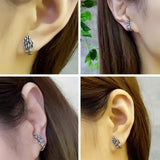 Vintage 925 Silver Ghost Skull Hand Earrings