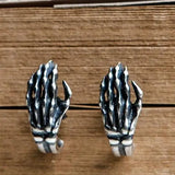 Vintage 925 Silver Ghost Skull Hand Earrings