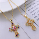 Gothic Punk Style Cross Pendant Necklace for Women's Collarbone Chain