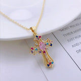 Gothic Punk Style Cross Pendant Necklace for Women's Collarbone Chain