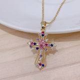 Gothic Punk Style Cross Pendant Necklace for Women's Collarbone Chain