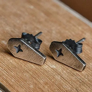 Real Antique 925 Silver Cross Stud Earrings Gothic Punk Style Vintage Jewelry