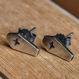 Real Antique 925 Silver Cross Stud Earrings Gothic Punk Style Vintage Jewelry