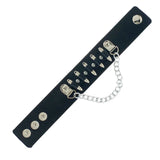 Gothic Punk Unique Bullet Shape Chain Link Rock Cuff Leather Bracelet Bangle