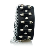 Gothic Punk Unique Bullet Shape Chain Link Rock Cuff Leather Bracelet Bangle