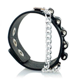 Gothic Punk Unique Bullet Shape Chain Link Rock Cuff Leather Bracelet Bangle