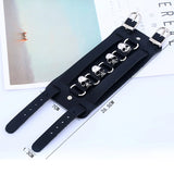 Gothic Punk Vintage Skull Rivet Leather Cuff Bracelet