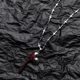 Gothic Red Love Heart Pendant Necklace Vintage Chains Halloween Jewelry