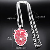 Gothic Red Heart Organ Anatomy Necklace Halloween Gift
