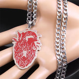 Gothic Red Heart Organ Anatomy Necklace Halloween Gift