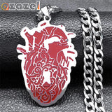 Gothic Red Heart Organ Anatomy Necklace Halloween Gift