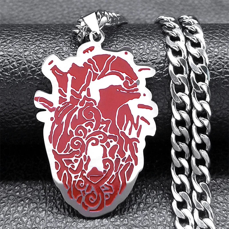 Gothic Red Heart Organ Anatomy Necklace Halloween Gift