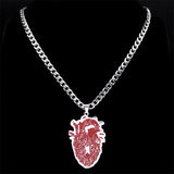 Gothic Red Heart Organ Anatomy Necklace Halloween Gift