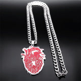 Gothic Red Heart Organ Anatomy Necklace Halloween Gift