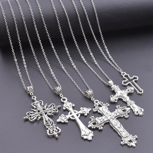 Gothic Cross Pendant Grunge Necklaces Crucifix Collier Croix