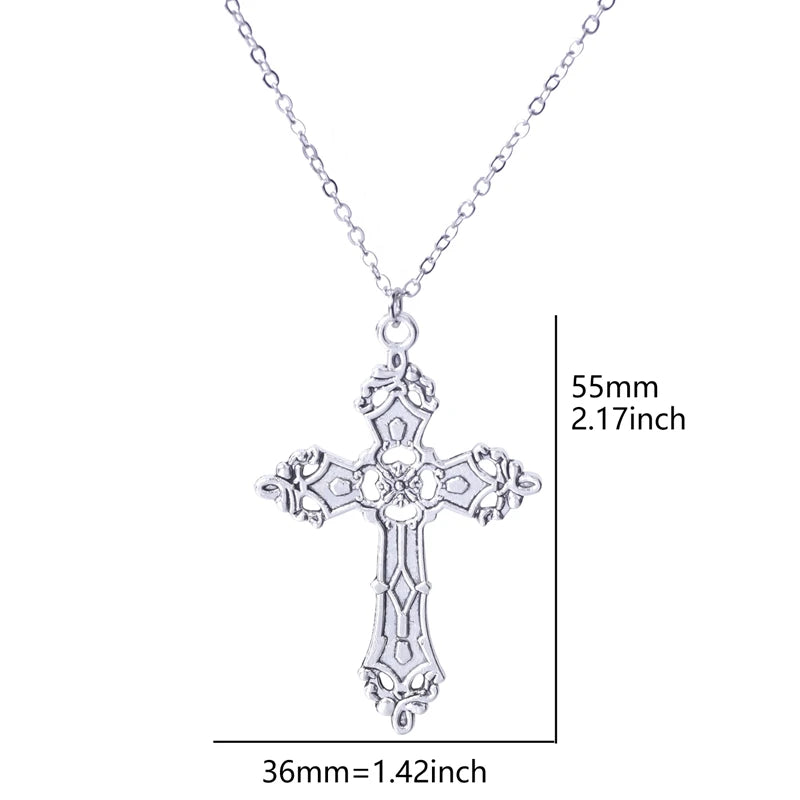 Gothic Cross Pendant Grunge Necklaces Crucifix Collier Croix