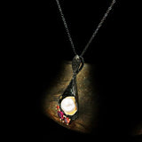 Gothic Retro Freshwater Pearl Pendant Necklace S925 Silver Short Chain Necklace