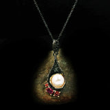 Gothic Retro Freshwater Pearl Pendant Necklace S925 Silver Short Chain Necklace