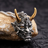 Gothic Retro Stainless Steel Ghost Mask Pendant Necklace For Men Boys