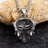Gothic Retro Stainless Steel Ghost Mask Pendant Necklace For Men Boys