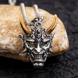 Gothic Retro Stainless Steel Ghost Mask Pendant Necklace For Men Boys