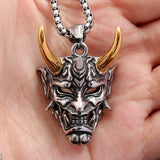 Gothic Retro Stainless Steel Ghost Mask Pendant Necklace For Men Boys