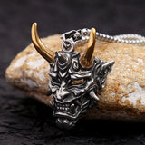 Gothic Retro Stainless Steel Ghost Mask Pendant Necklace For Men Boys