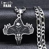 Gothic Satan Death Demon Skull Necklace for Men