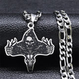 Gothic Satan Death Demon Skull Necklace for Men