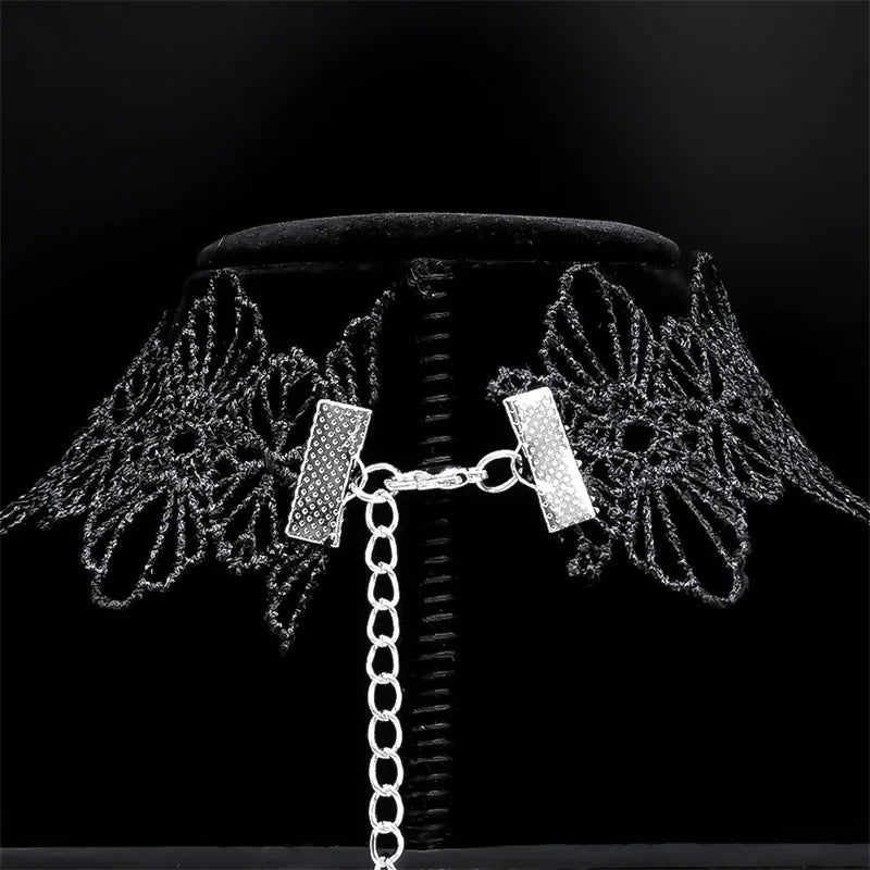 Gothic Lace Choker Red Beads Tassel Chain Necklace Women Steampunk