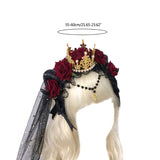 Gothic Sheep Horn Rose Flower Headband Lace Tiara Decor Headpiece