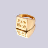 Gothic Silver Heart Chunky Rings Square Geometric Metal