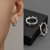 Gothic Silver Thorns Hoops Earrings for Party