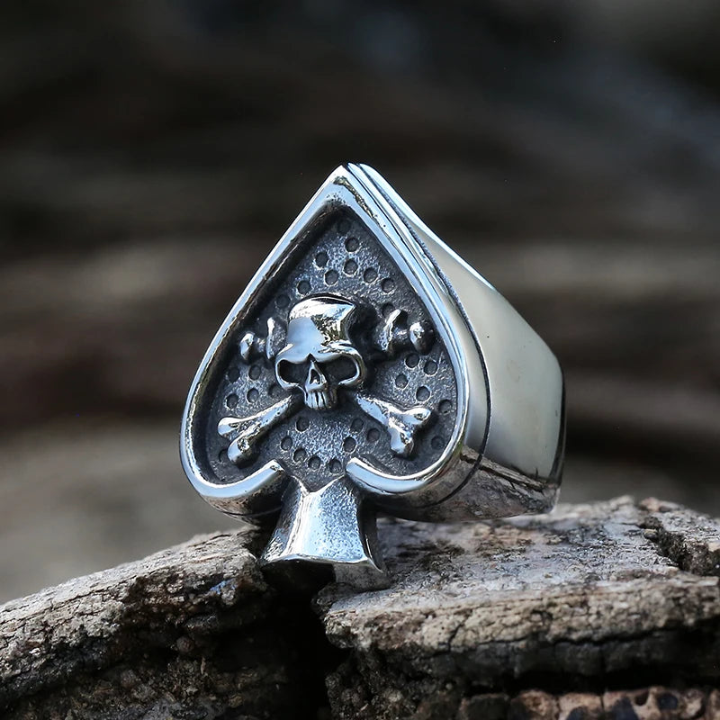 Gothic Skull Heart Rings for Men Vintage Punk Love Gesture Finger