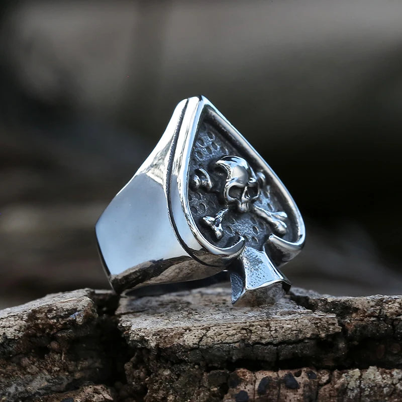 Gothic Skull Heart Rings for Men Vintage Punk Love Gesture Finger