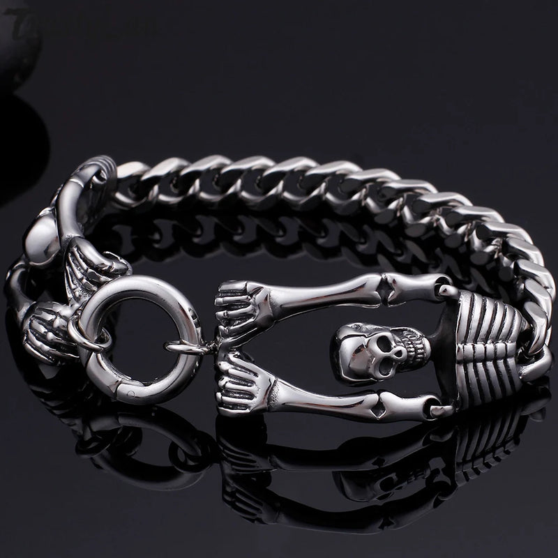 Gothic Skull Body Bracelet Men Biker Jewelry Stainless Steel Accessories