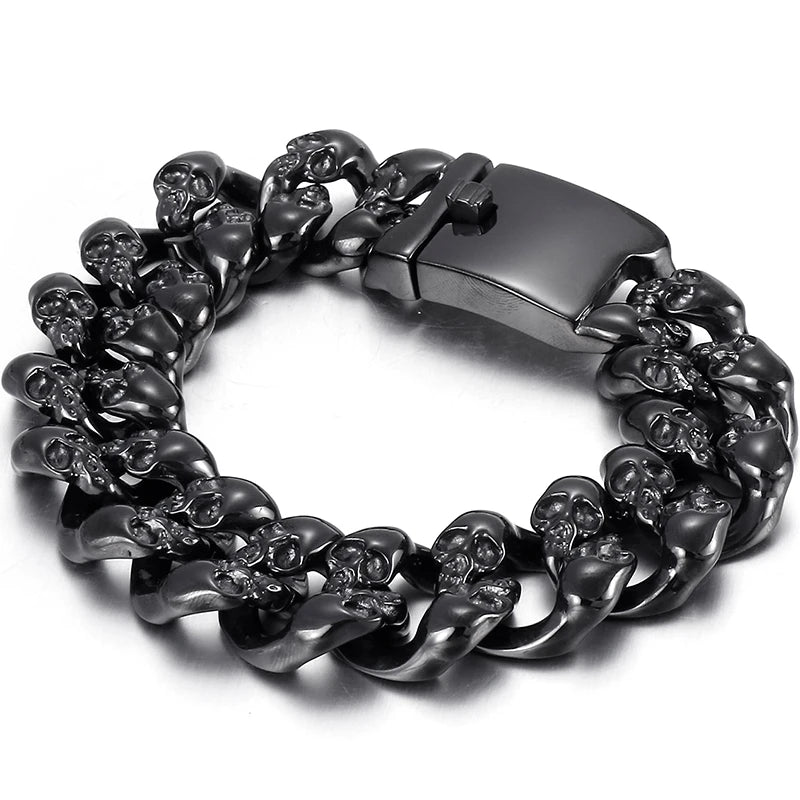 Gothic Skull Bracelet Men Stainless Steel Biker Jewellery